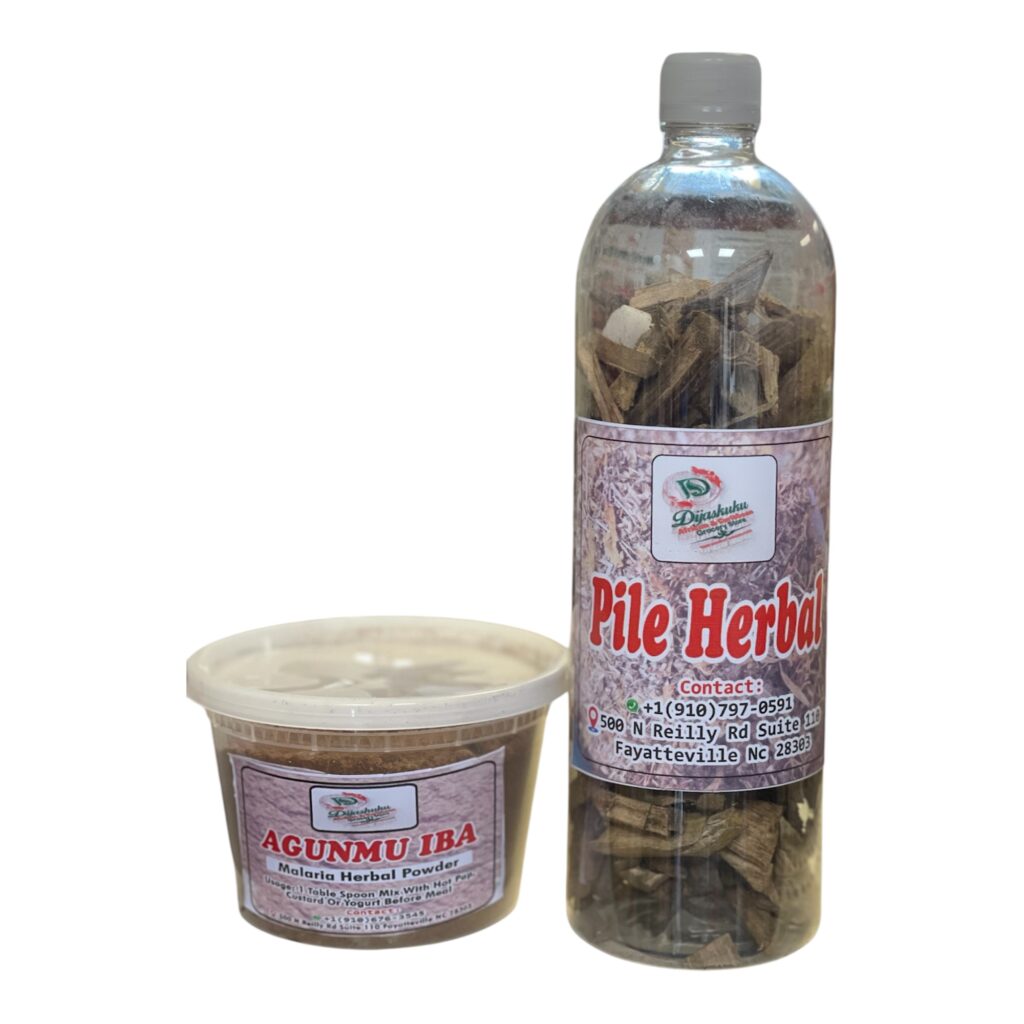 Pile Herbs (Agbo Jedi) and Malaria Herbal (Agunmu Iba) Traditional Herbal Supplement, Plastic Bottle